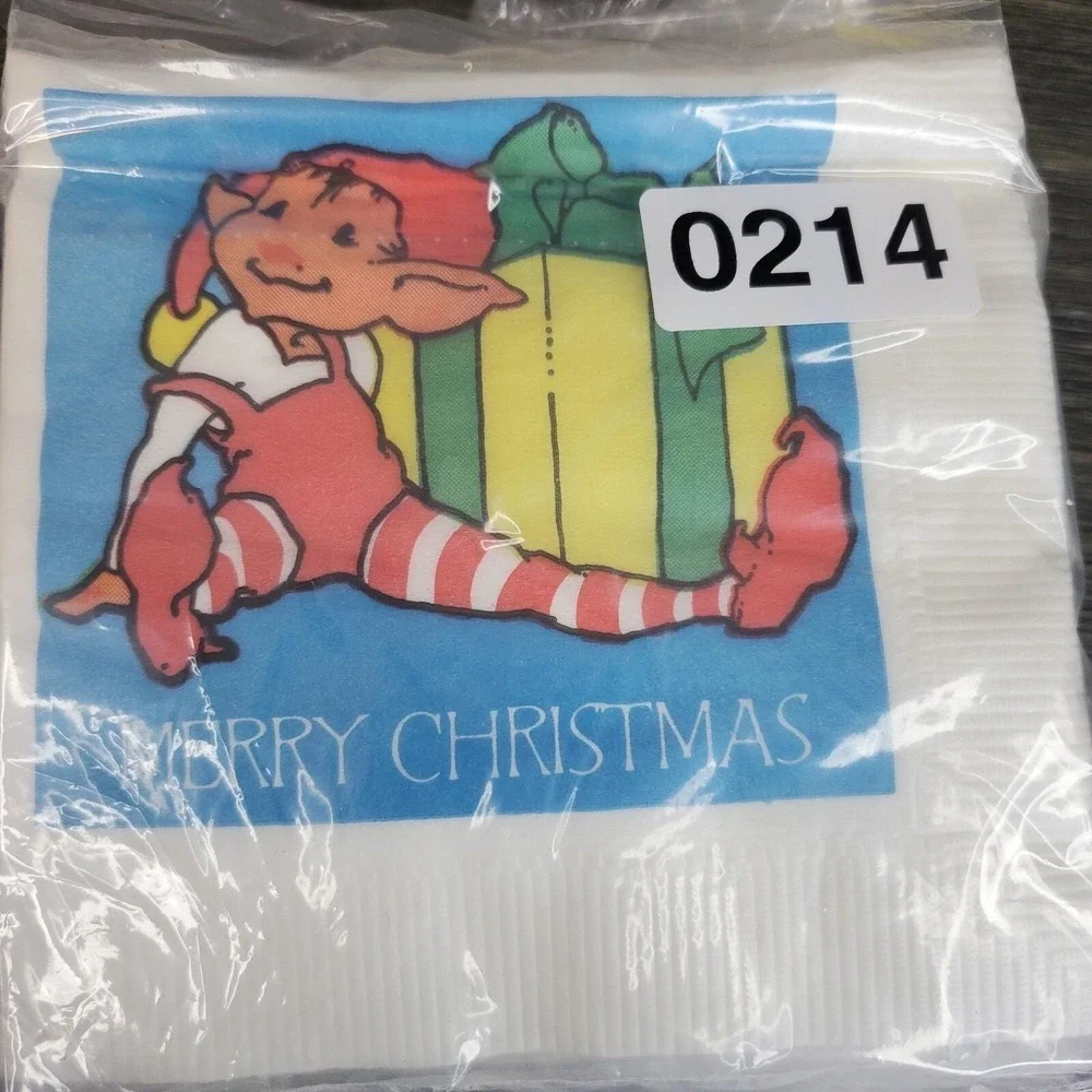 NOS Vintage 3-Ply American Greetings PIXIE ELF CHRISTMAS Napkins 16 Ct., 2 Packs